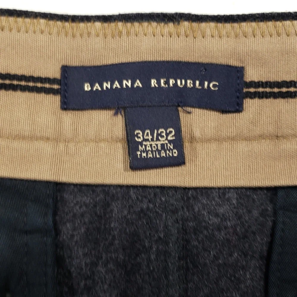 Banana Republic Dress Pants Mens 34/32 Gray Wool Blend Trousers Military Tab VTG